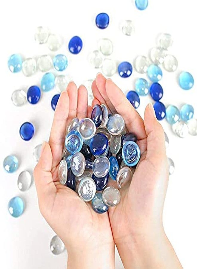 VANNEF Decorative Super Shiny Glossy Glass Pebbles Stone for Vase Fillers Plant Pots Home Garden & Outdoor Decoration (Blue, Aqua Blue & Clear, 4900gm) - Image 2